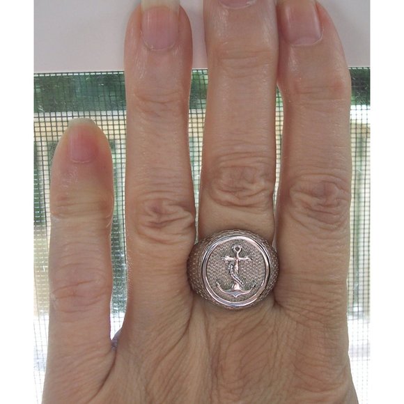 925 STERLING SILVER Men's Nautical Anchor Ring - Picture 10 of 12